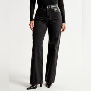 Abercrombie Mixed Fabric Curve Love 90s High Rise Relaxed Jeans